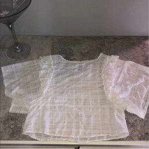 bp White Ruffle Sleeve Gauze Blouse